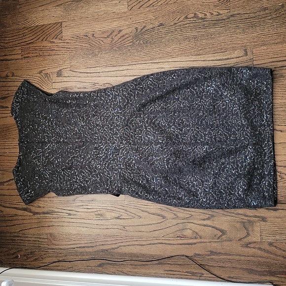 The Limited Grey Sequined Dress with Bow Side Rouche - Picture 5 of 10